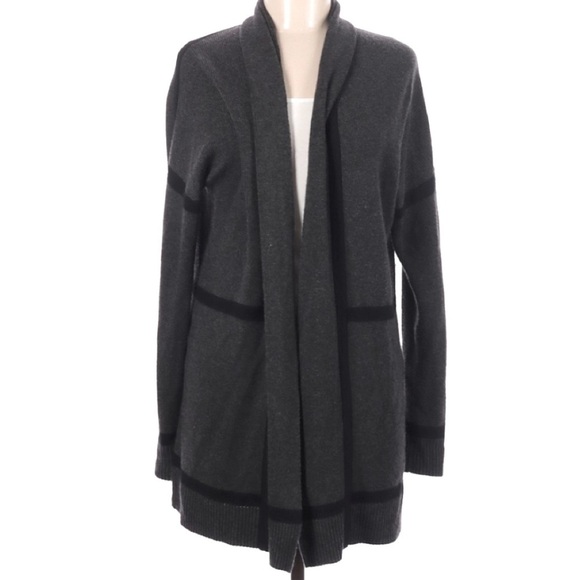 Ellen Tracy gray black long‎ sleeve cardigan medium - Picture 1 of 5